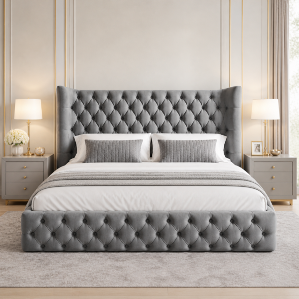 Auro Ashbourne winged bed in a premium bedroom setting