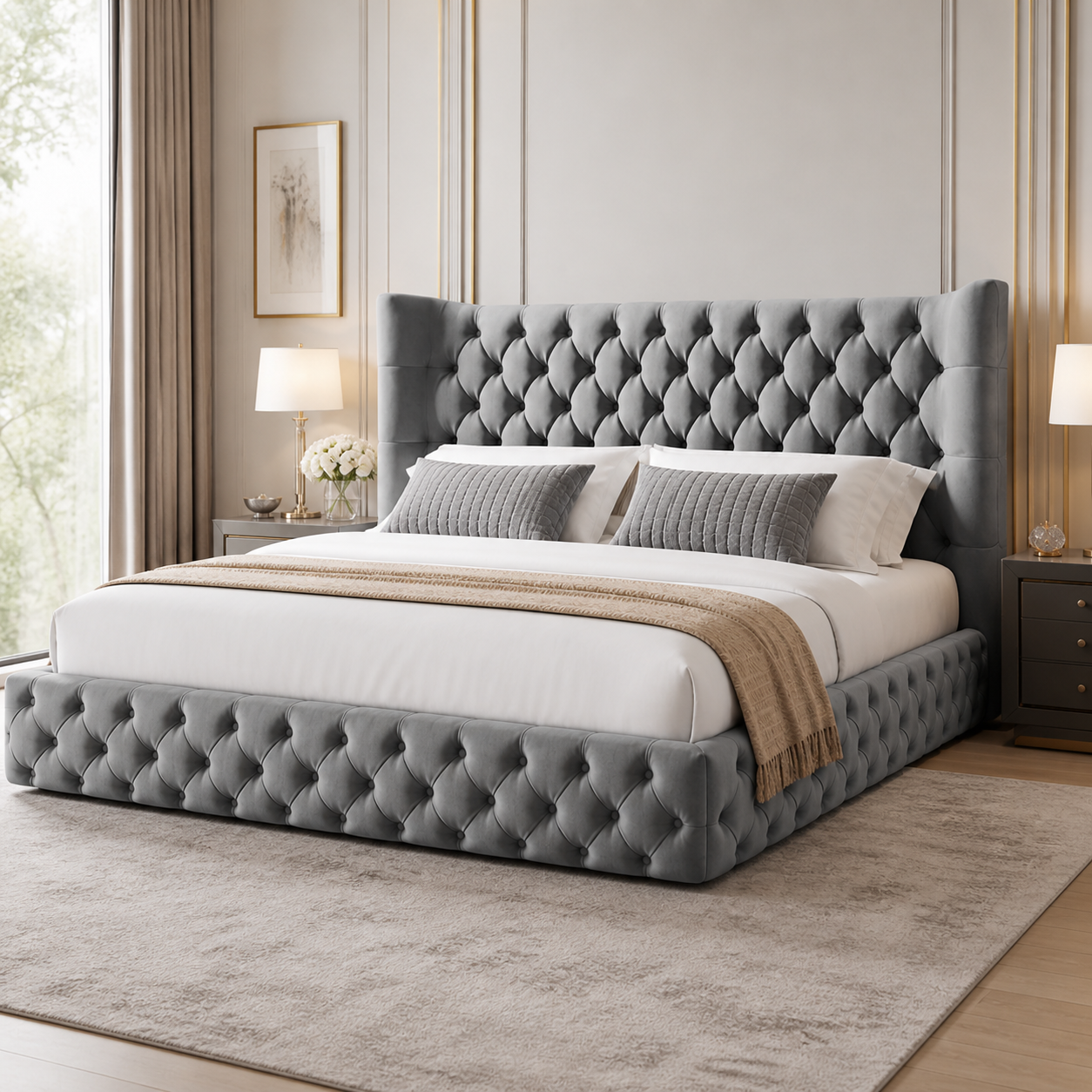Front-side view of the Auro Ashbourne winged bed