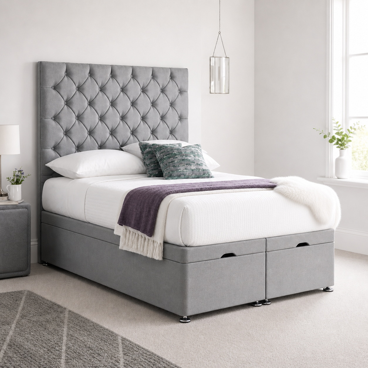 Auro Belmont ottoman storage bed with upholstered finish