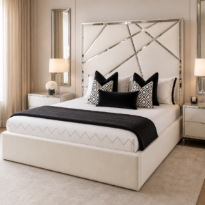 Auro Celeste Line Luxury Bed with statement upholstered headboard