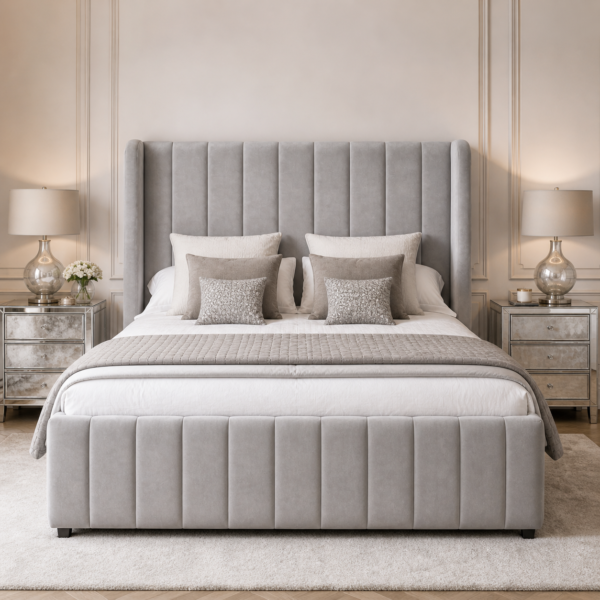 Front view of the Auro Elara Wingback Bed