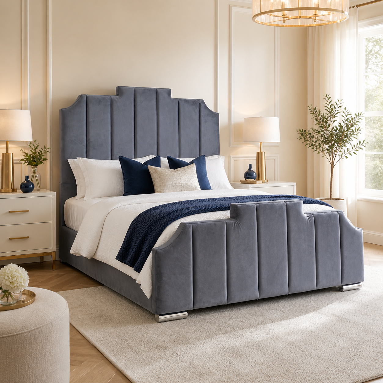 Headboard detail on the Auro Emerson Upholstered Bed