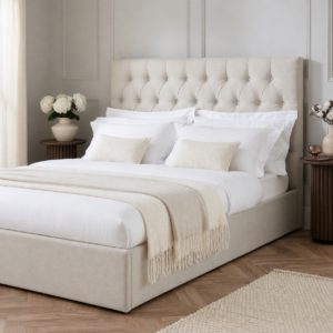 Auro Fairmont Ottoman Storage Bed with upholstered headboard and ottoman storage base