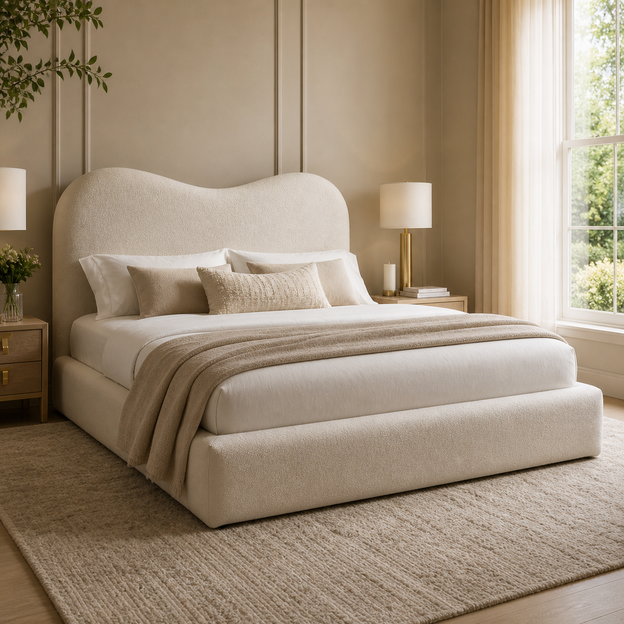 Boucle texture detail on the Auro Fleur Boucle Luxury Bed