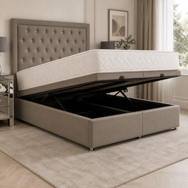 Side profile of the Auro Hadley Ottoman Storage Bed