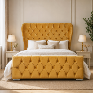 Auro Harper Wing Bed with winged upholstered headboard