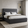 Styled bedroom view of the Auro Hartley Ottoman Storage Bed