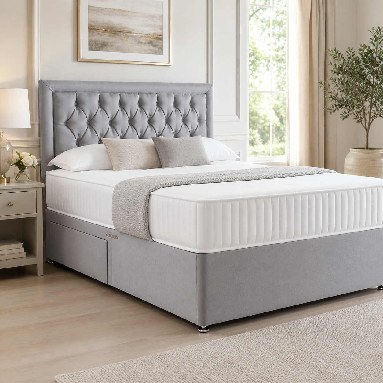 Auro Kensington divan bed with upholstered headboard