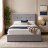Styled bedroom view of the Auro Laurel Ottoman Storage Bed