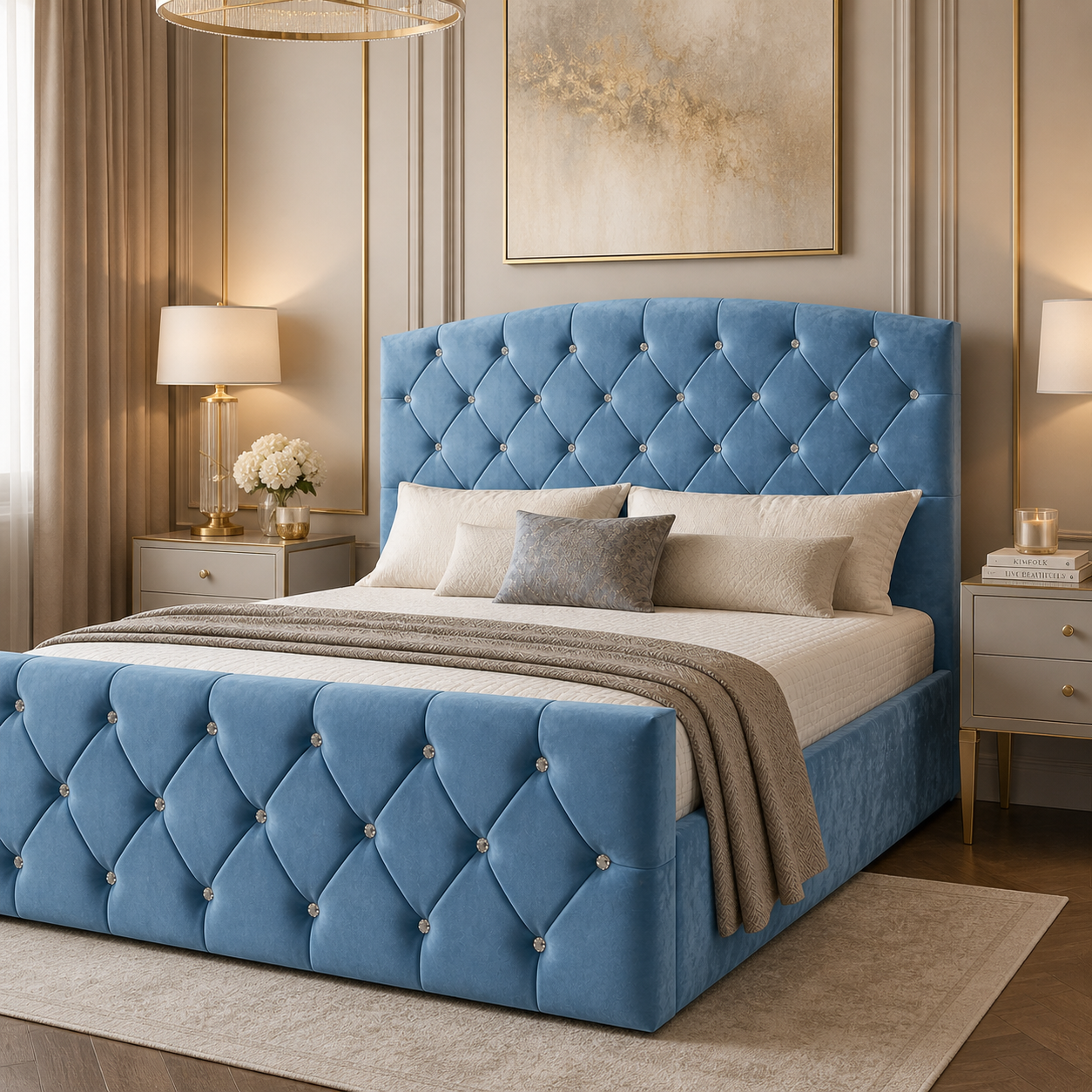Auro Luna Upholstered Bed full bed view