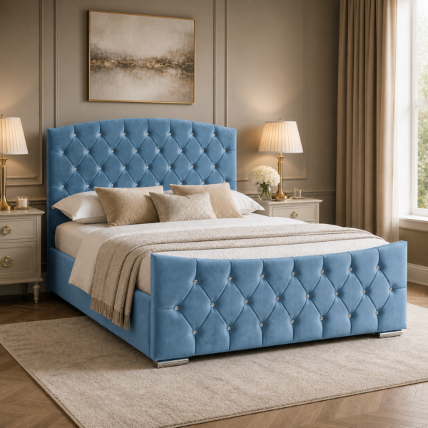 Auro Luna upholstered bed with soft fabric finish