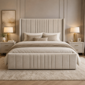 Auro Madison Winged Bed with winged upholstered headboard