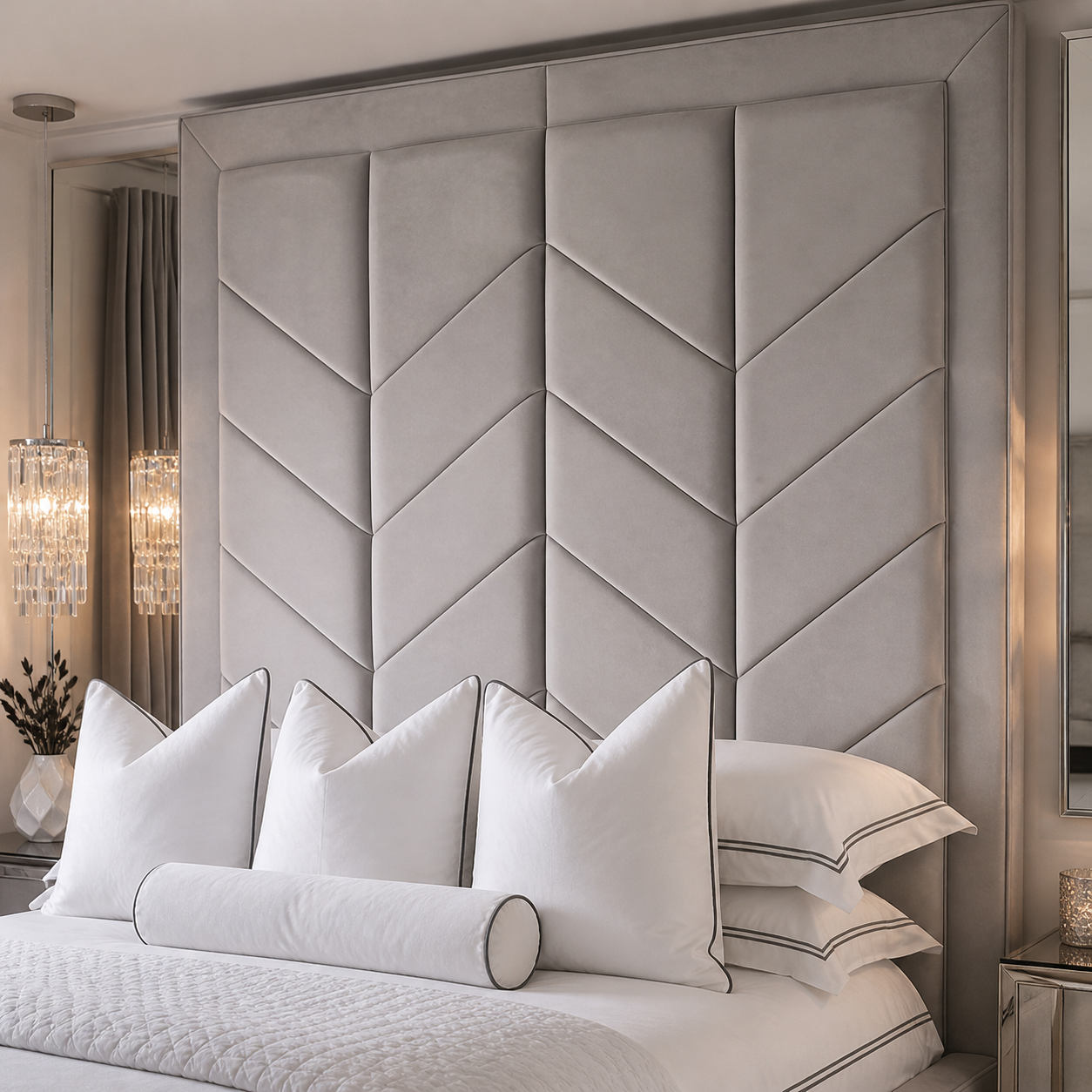 Headboard detail on the Auro Majorelle Luxury Bed