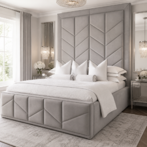 Auro Majorelle Luxury Bed with statement upholstered headboard