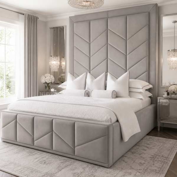 Auro Majorelle Luxury Bed with statement upholstered headboard