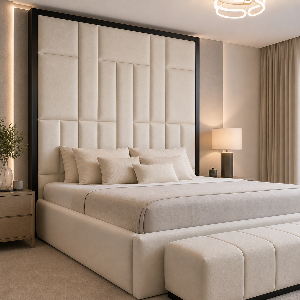 Headboard detail on the Auro Noire Luxury Bed