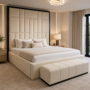 Auro Noire Luxury Bed with statement upholstered headboard