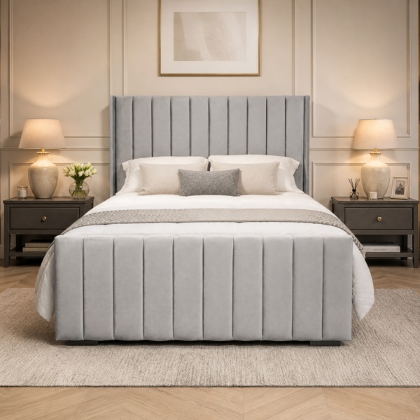 Auro Ravello Wing Bed with winged upholstered headboard