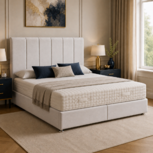 Auro Richmond Ottoman Storage Bed with upholstered headboard and ottoman storage base