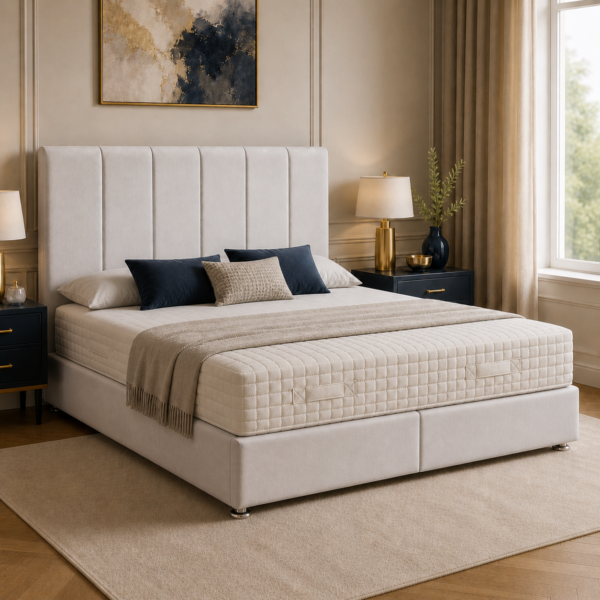 Auro Richmond Ottoman Storage Bed with upholstered headboard and ottoman storage base