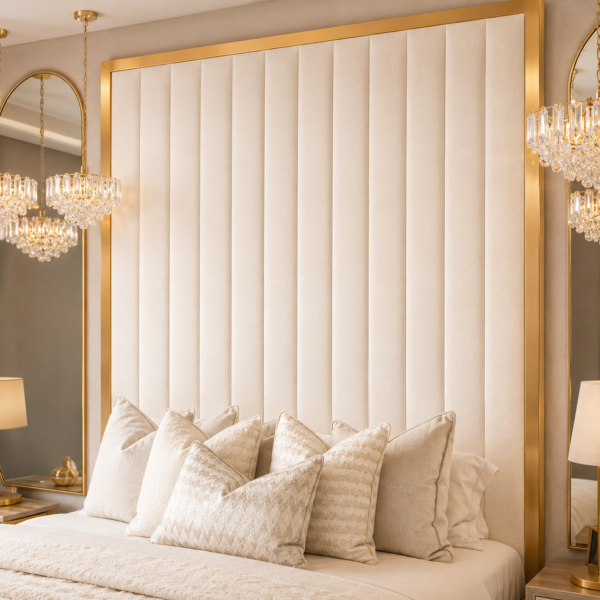 Auro Seraphine luxury bed styled in a premium bedroom setting