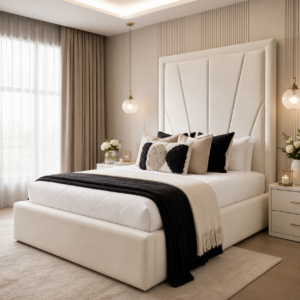 Auro Soleil Luxury Bed with statement upholstered headboard