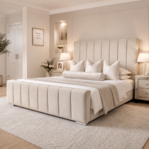 Auro Solenne Panel Bed with panelled upholstered headboard