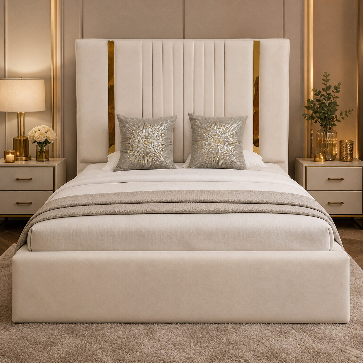 Headboard detail on the Auro Valmont Luxury Bed