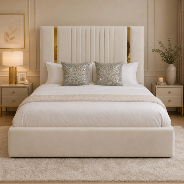 Auro Valmont Luxury Bed with statement upholstered headboard