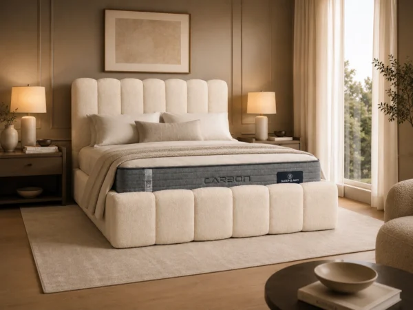 Auro Florence Boucle Luxury Bed in a cream bouclé finish