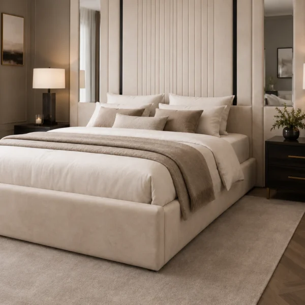 Auro Montclair Grande Luxury Bed close view of the upholstered headboard