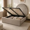 Auro Arcelle bed with the gas-lift Ottoman base open to show the under-bed storage area