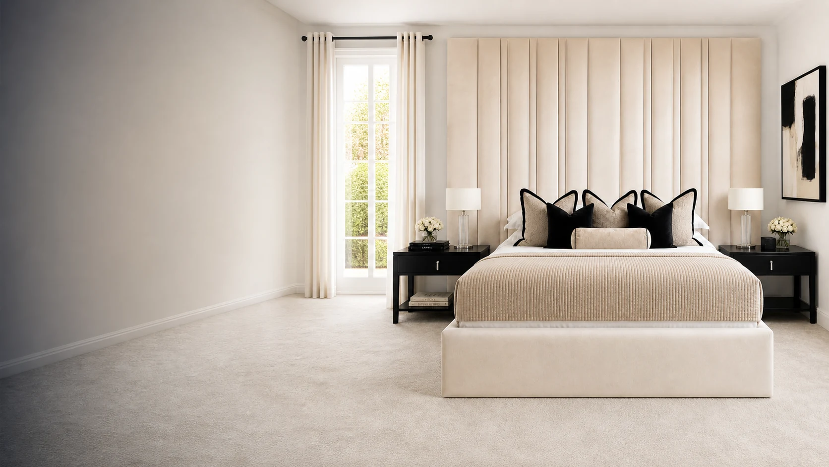 Auro Elowen luxury bed styled in a modern bedroom setting