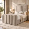 Auro Calen Ottoman TV bed shown in a light contemporary bedroom setting.